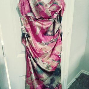 Sophia Christina dress. Bright pink, olive and tan colors. Size 8.